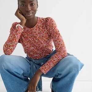 J.Crew High-neck puff-sleeve top SZ L